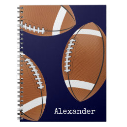 Monogrammed name football  Navy Blue Notebook