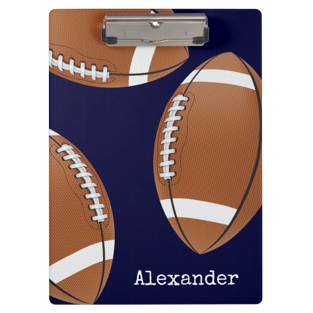 Monogrammed Name Football Navy Blue  Planner Clipboard (Front)
