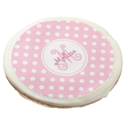 Monogrammed Name Girls Baby Shower Birthday Pink Sugar Cookie