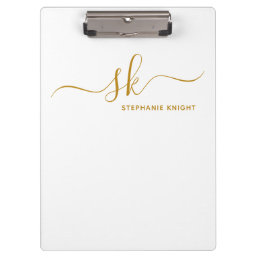 Monogrammed Name Gold Script Professional Clipboard