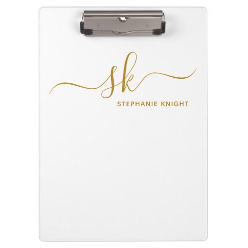 Monogrammed Name Gold Script Professional Clipboard