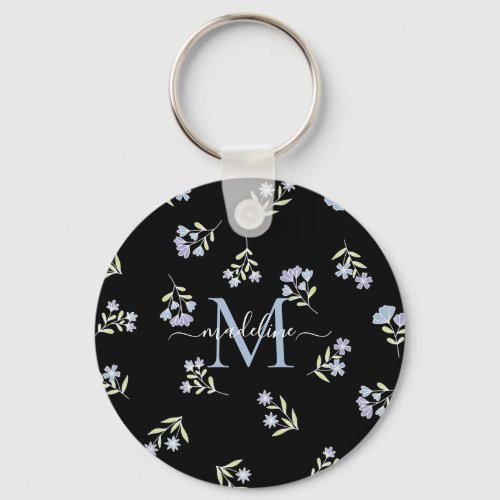 Monogrammed Name  Initial Blue Purple Keychain