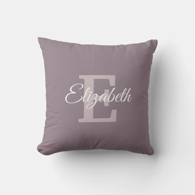 Monogrammed Name Initial Letter E Modern Script Throw Pillow (Front)