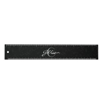 Monogrammed Name & Initial On Mottled Black 12" Ruler by LilithDeAnu at Zazzle