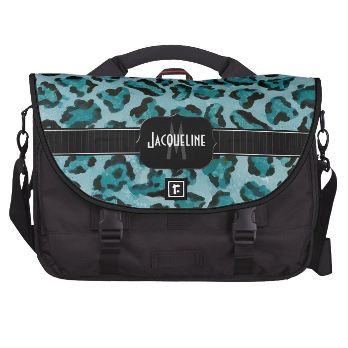 Monogrammed Name Jaguar Leopard Skin Print Pattern Laptop Bag