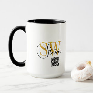 Monogrammed Name & Modern Signature / QR Code Mug