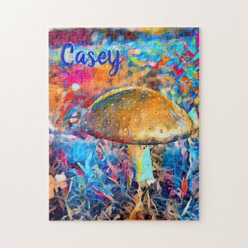 Monogrammed Name Mushroom Fungi  Hard Challenging Jigsaw Puzzle