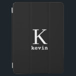 Monogrammed name personalized elegant black iPad air cover<br><div class="desc">Man monogram and name create your own iPad case template in simple black and white. You can change background and text colors by selecting customize option. It can be a special gift for a boyfriend,  husband,  son,  dad,  groom,  best man for a birthday,  wedding,  Christmas,  or graduation.</div>