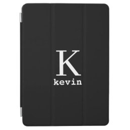 Monogrammed name personalized elegant black iPad air cover