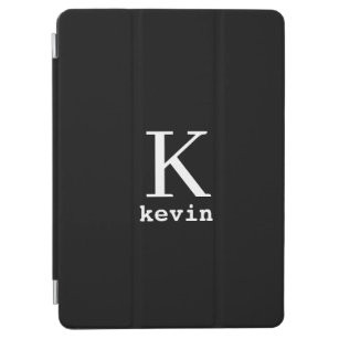 Monogrammed name personalized elegant black iPad air cover