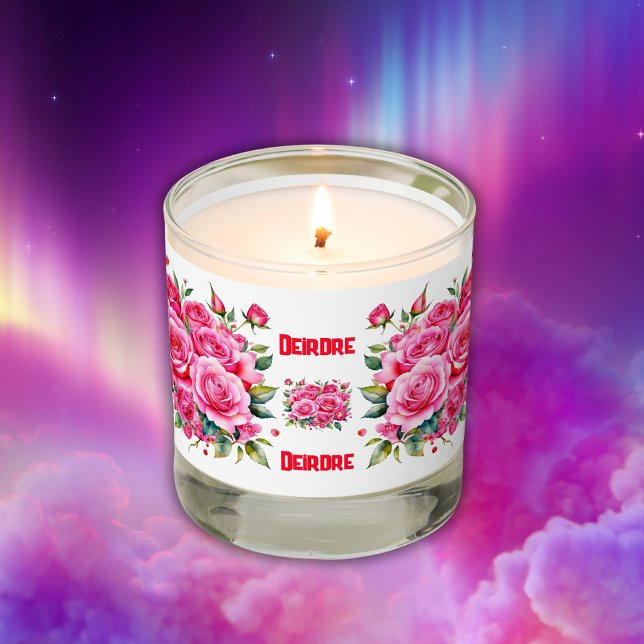 Monogrammed Name Pink Roses | Scented Candle (Creator Uploaded)