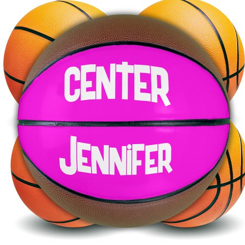 Monogrammed Name  Position in PinkWhite  Basketball
