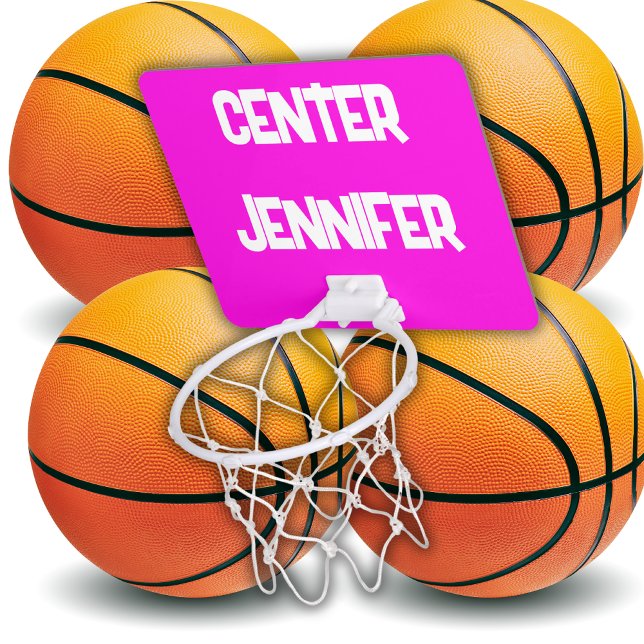 Monogrammed Name & Position in Pink/White | Mini Basketball Hoop (Creator Uploaded)