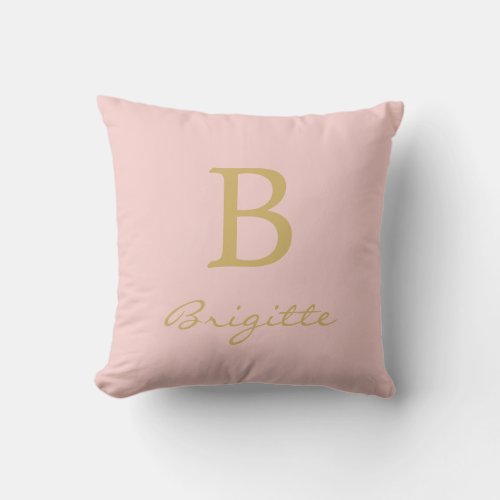 Monogrammed Name Script Initial B Modern Pink Throw Pillow