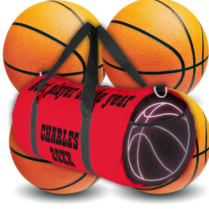 Monogrammed Name & Text in Red/Black Duffle Bag