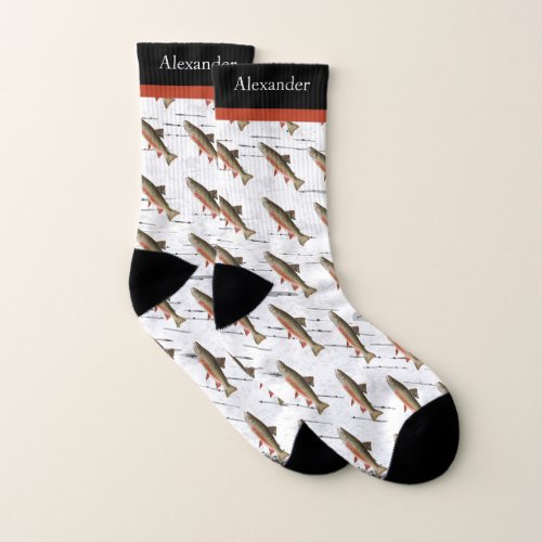  Monogrammed name Trout  Fly Fishing Socks