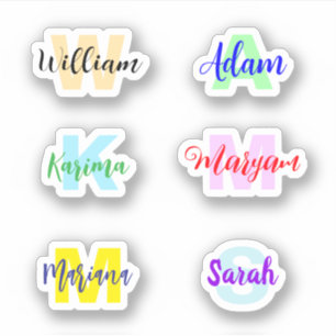 Monogrammed Names, Transparent Waterproof Stickers