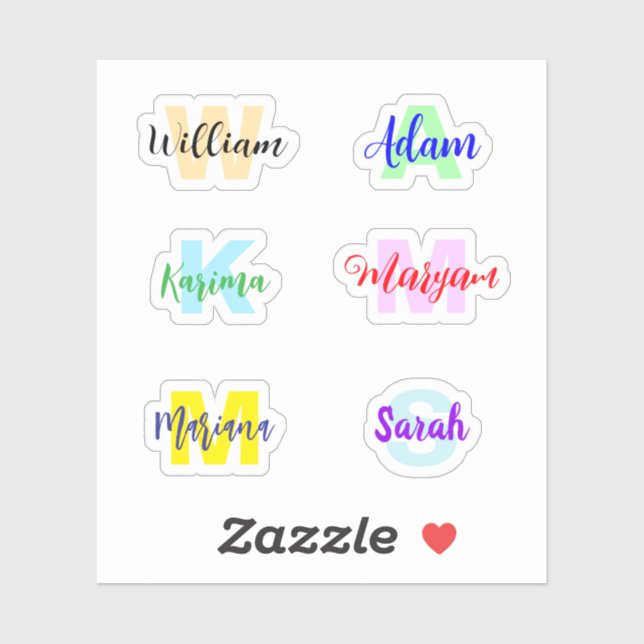 Monogrammed Names, Transparent Waterproof Stickers (Sheet)