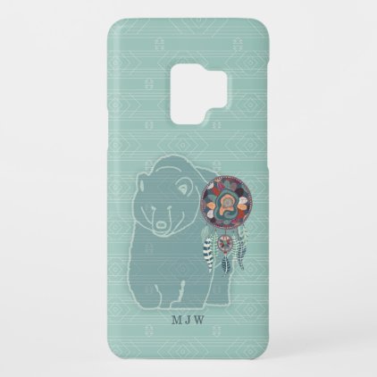 Monogrammed Native American The Bear in Teal Case-Mate Samsung Galaxy S9 Case