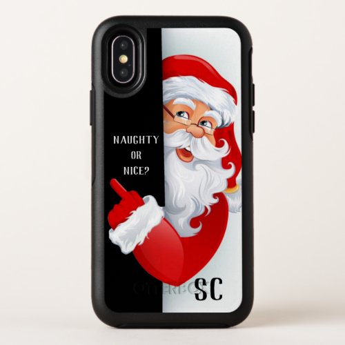 Monogrammed Naught Or Nice Santa OtterBox Symmetry iPhone XS Case
