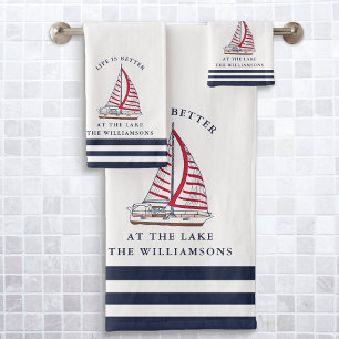 Monogrammed Nautical Life is Better at the Lake Bath Towel Set