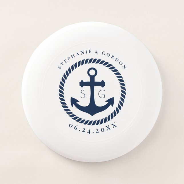 Monogrammed Nautical Wedding Wham-O Frisbee (Front)