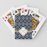 Monogrammed Navy Blue And Gold Moroccan Playing Cards at Zazzle