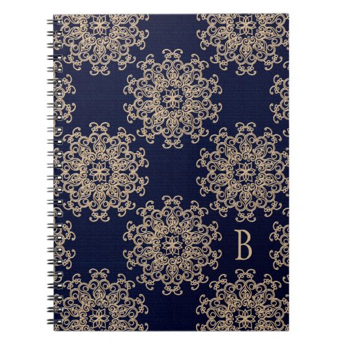 Monogrammed Navy Blue and Gold Notebook Journal