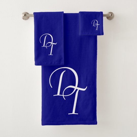 Monogrammed - navy blue bath towel set | Zazzle.com