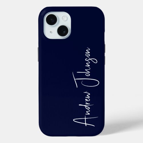 Monogrammed Navy Blue  iPhone 15 Case