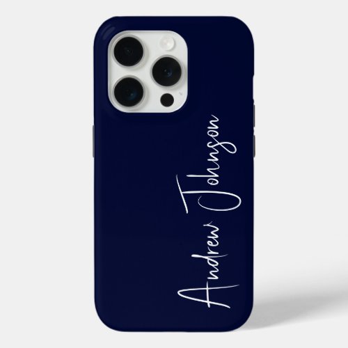 Monogrammed Navy Blue  iPhone 15 Pro Case