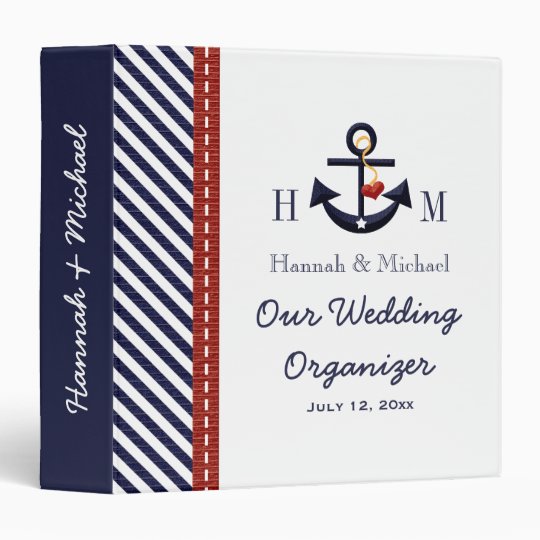 Monogrammed Navy Blue Red Anchor Wedding Planner Binder Zazzle