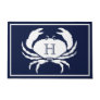 Monogrammed Navy Blue White Crab Nautical Doormat