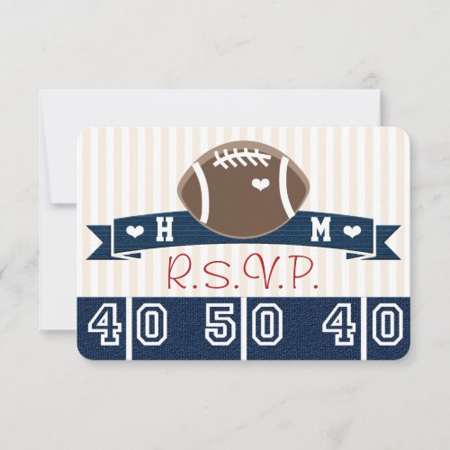 MONOGRAMMED NAVY RSVP FOOTBALL WEDDING RSVP