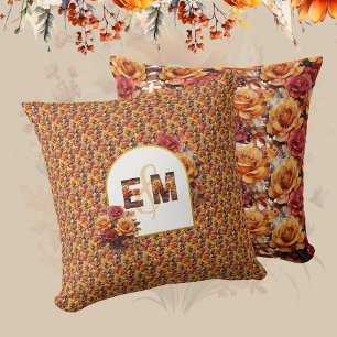 Monogrammed Newlyweds Anniversary Wedding Gift Throw Pillow