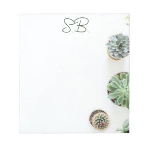 Monogrammed Notepad with Succulents