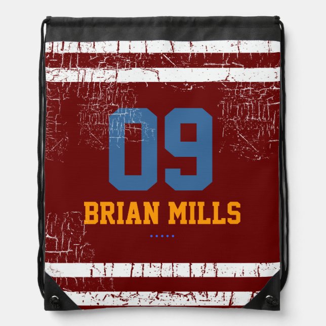Monogrammed number 9 sporting goods drawstring bag (Front)
