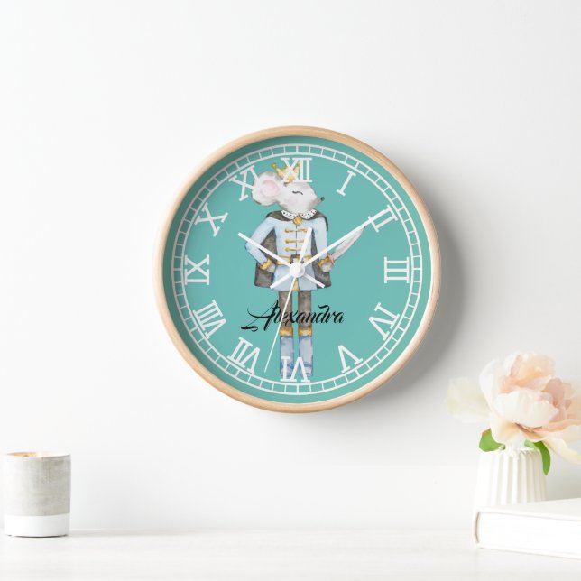 Monogrammed Nutcracker Blue Clock (Home)