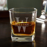 Monogrammed Oakmont Square Whiskey Rocks Glass