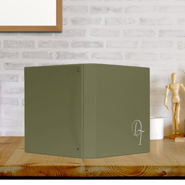 Monogrammed -  Olive 3 Ring Binder (Creator Uploaded)