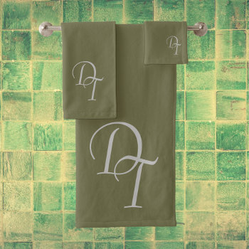 Monogrammed -  Olive Bath Towel Set by almawad at Zazzle