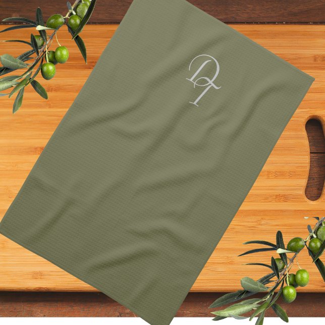 Monogrammed -  Olive Kitchen Towel (Creator Uploaded)