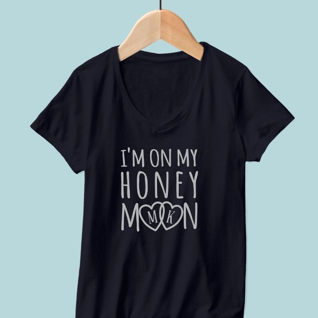 Monogrammed On My Honeymoon Womens V-Neck T-Shirt (Off on your honeymoon? Add your initials and pack one of these)