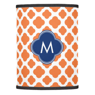 Monogrammed Orange and Royal Blue Quatrefoil Lamp Shade