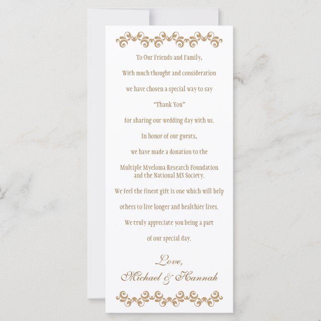 Monogrammed Orange Gold Moroccan Wedding Charity (Front)