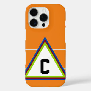 Monogrammed Orange Green Blue Geometric iPhone 16 Pro Case