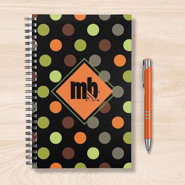 Monogrammed Orange Green Brown Polka Dot Planner (Creator Uploaded)