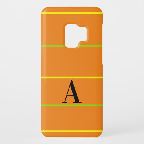 Monogrammed Orange Green Stripes Case_Mate Samsung Galaxy S9 Case