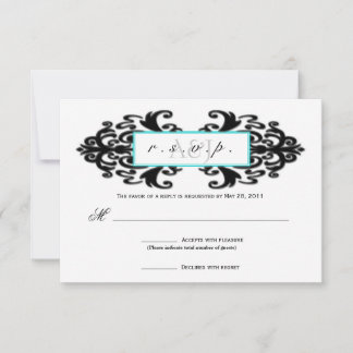 Monogrammed Ornamental Damask RSVP Card