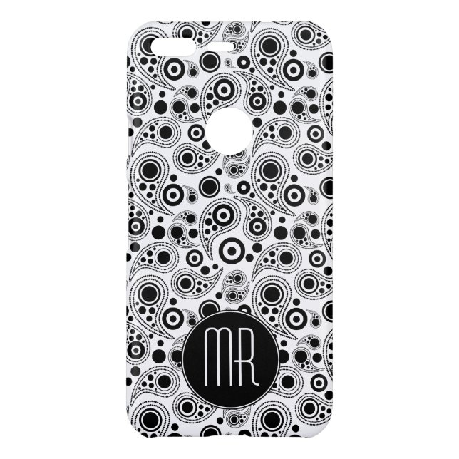 Monogrammed paisley style pattern uncommon google pixel case (Back)